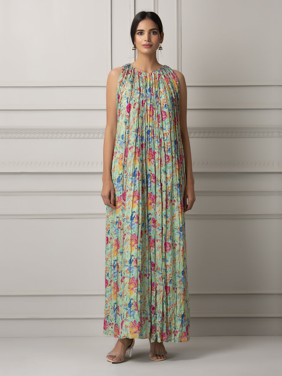 Printed gathered dress
