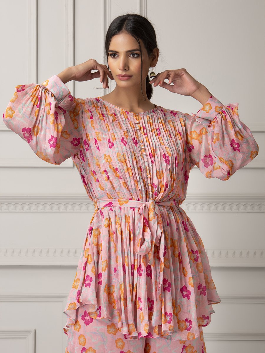 Floral gathered top and pants