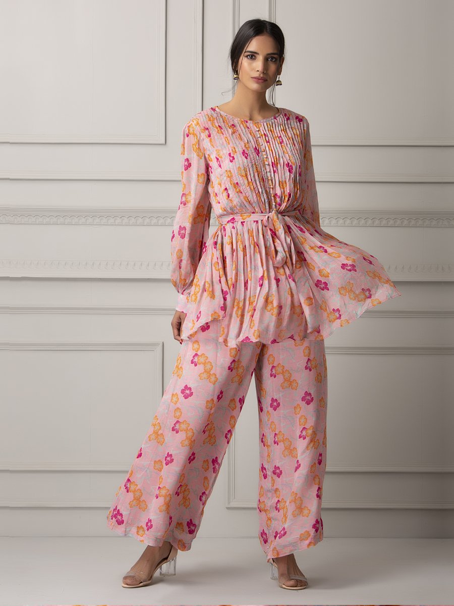 Floral gathered top and pants