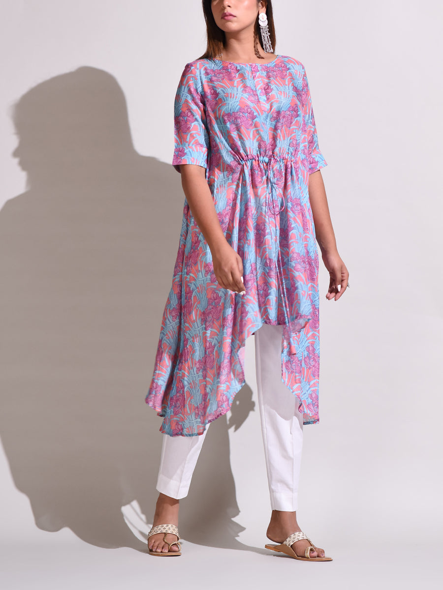 Aqua Blue Handcrafted Silk Tunic