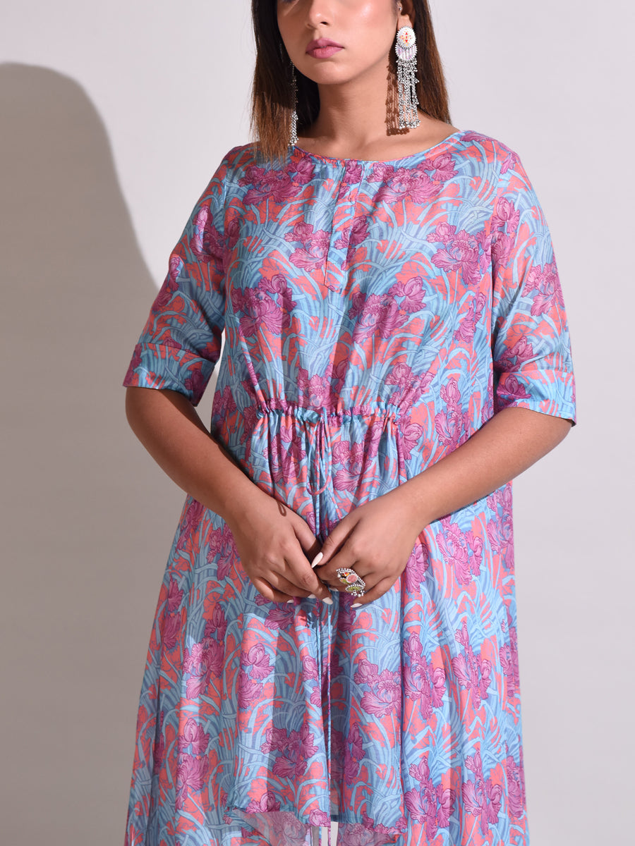 Aqua Blue Handcrafted Silk Tunic