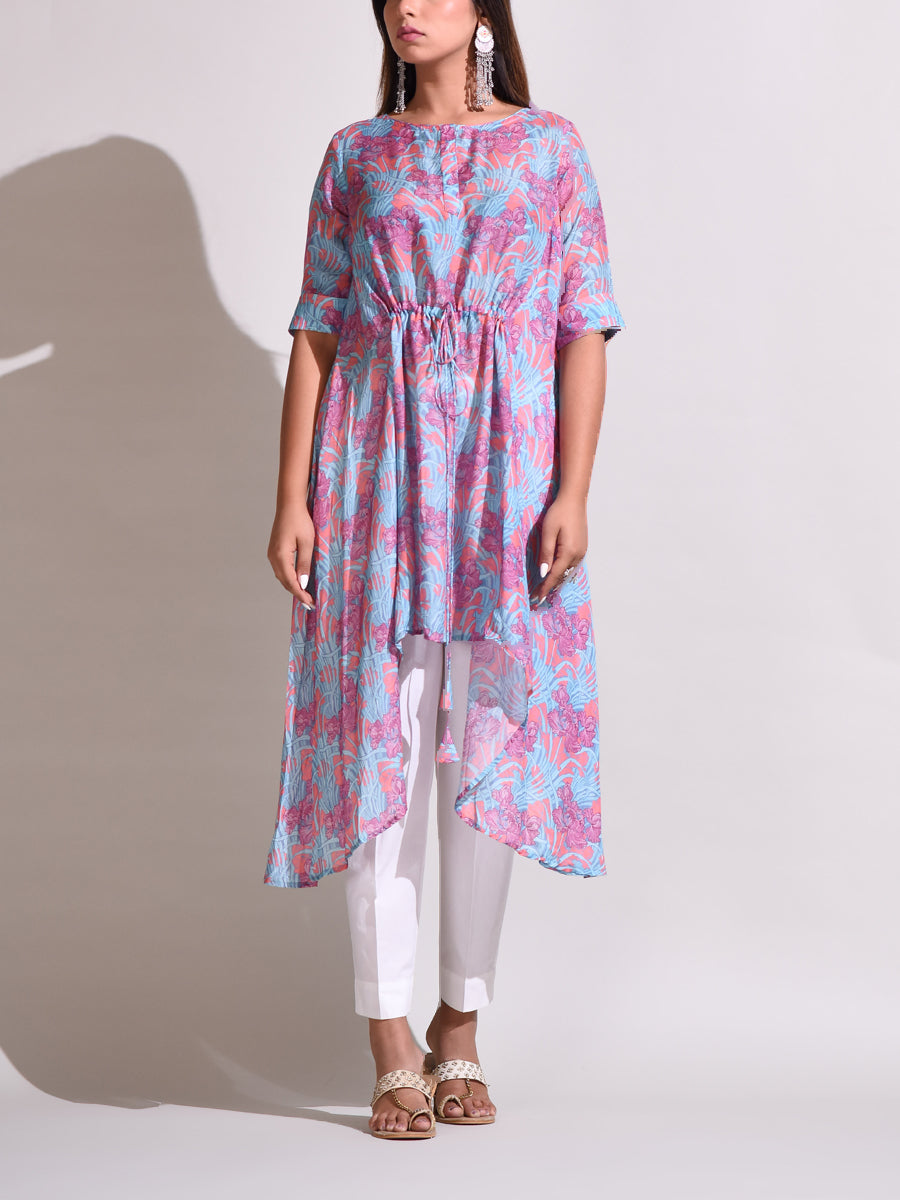Aqua Blue Handcrafted Silk Tunic