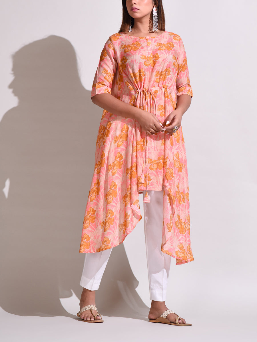 Peach Handcrafted Silk Tunic