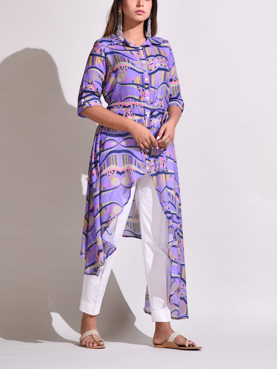Lavendar Handcrafted Silk Tunic