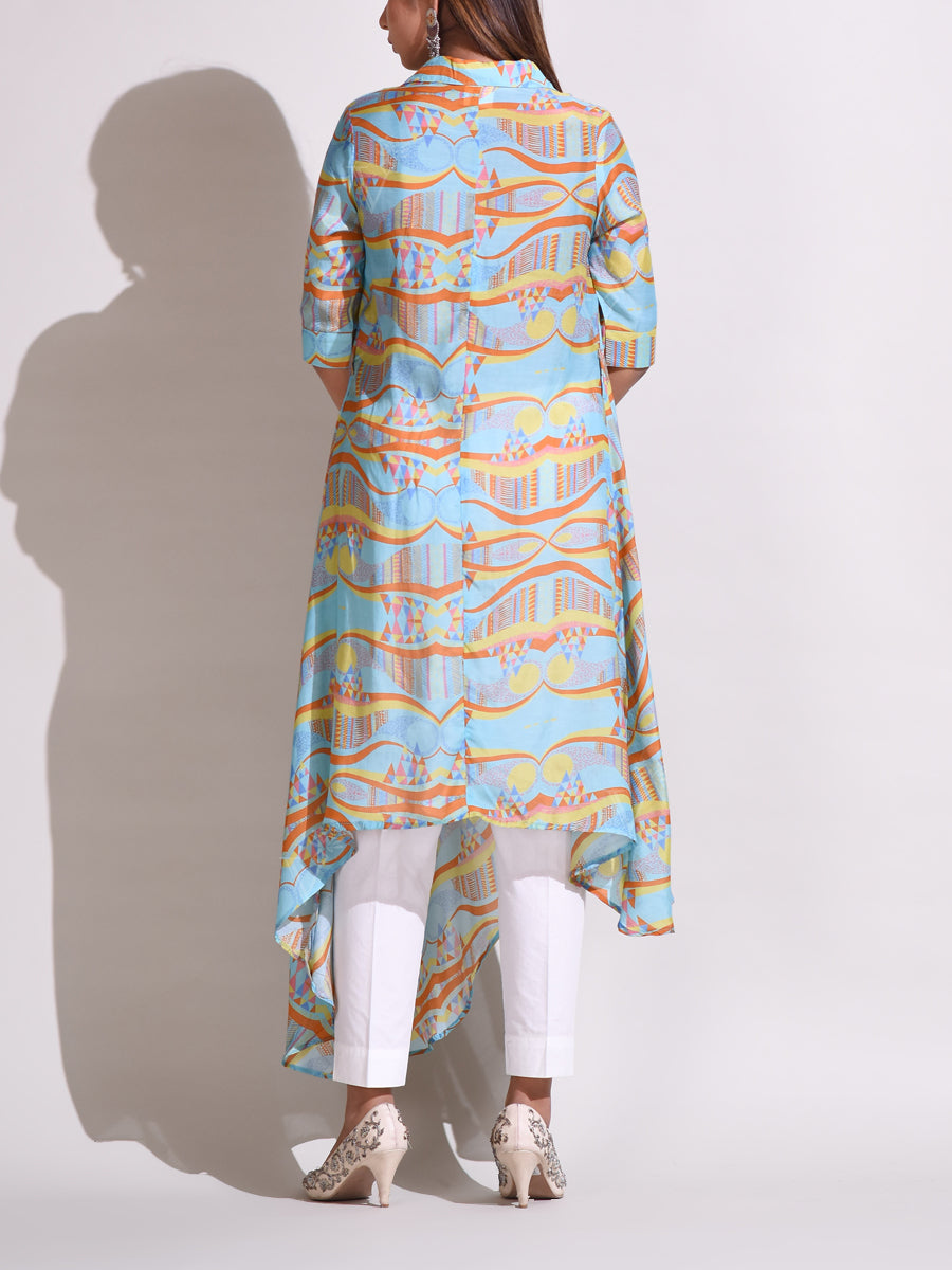 Aqua Blue Handcrafted Silk Tunic