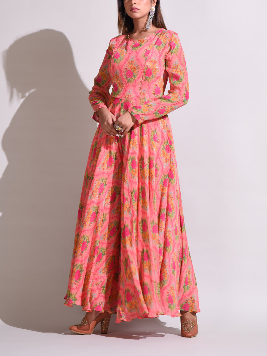 Peach Wrinkle Crepe Jump Suit