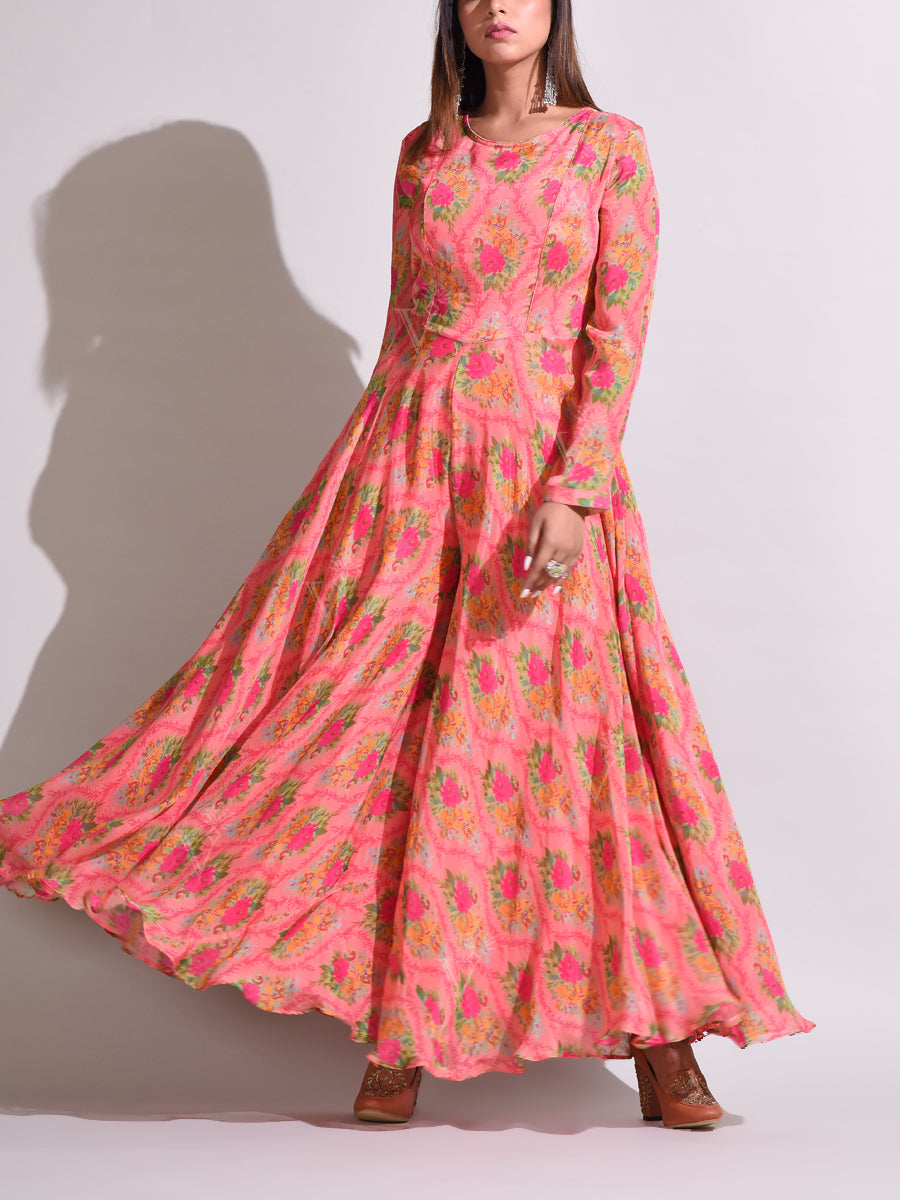 Peach Wrinkle Crepe Jump Suit