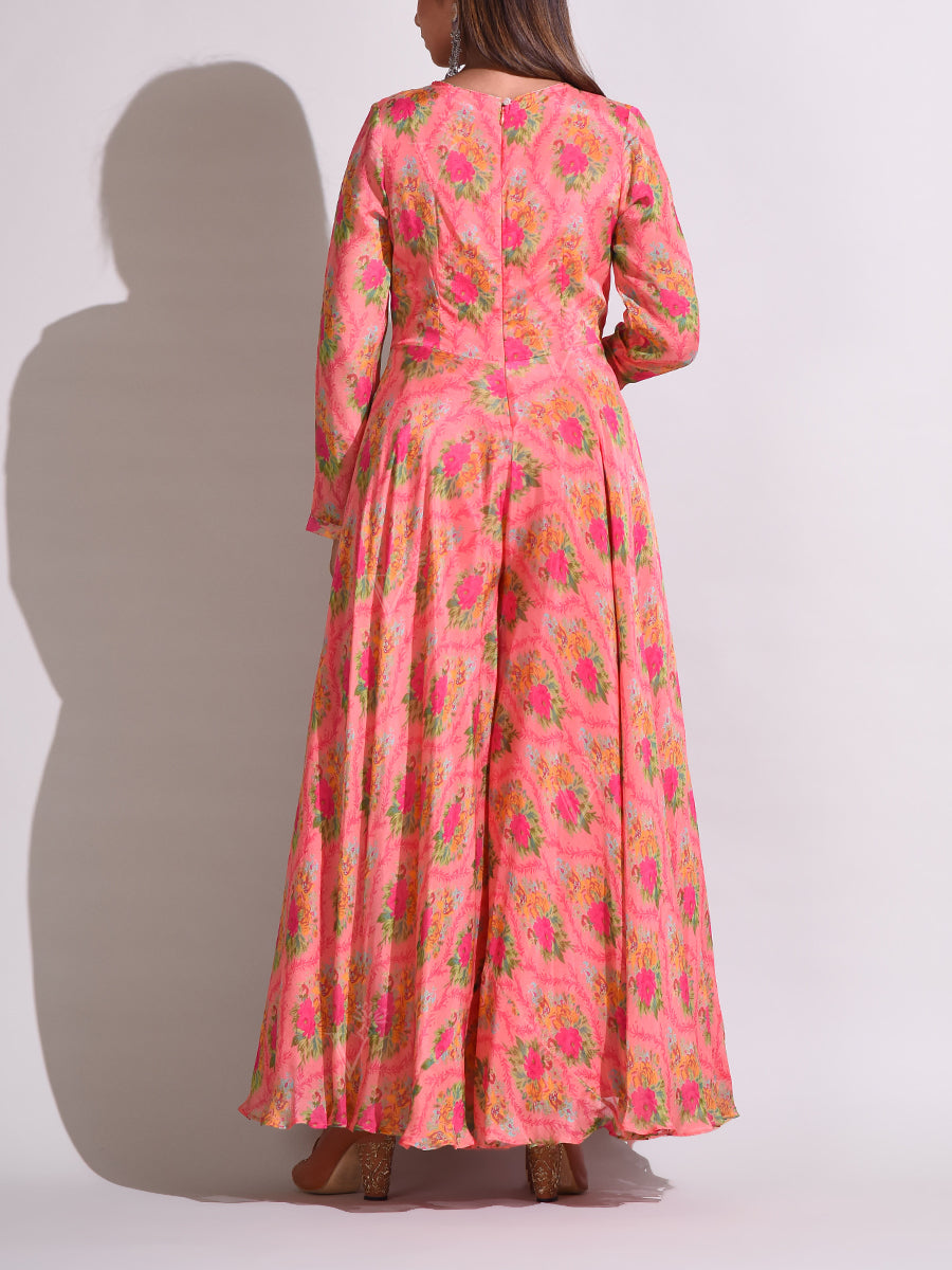 Peach Wrinkle Crepe Jump Suit