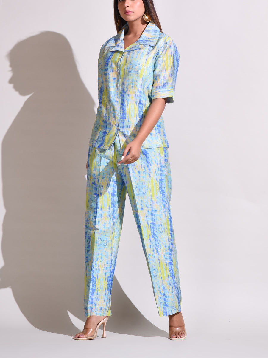 Light Blue Chanderi Silk Pant Set