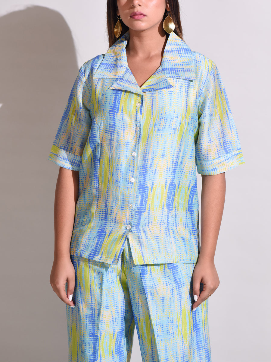 Light Blue Chanderi Silk Pant Set