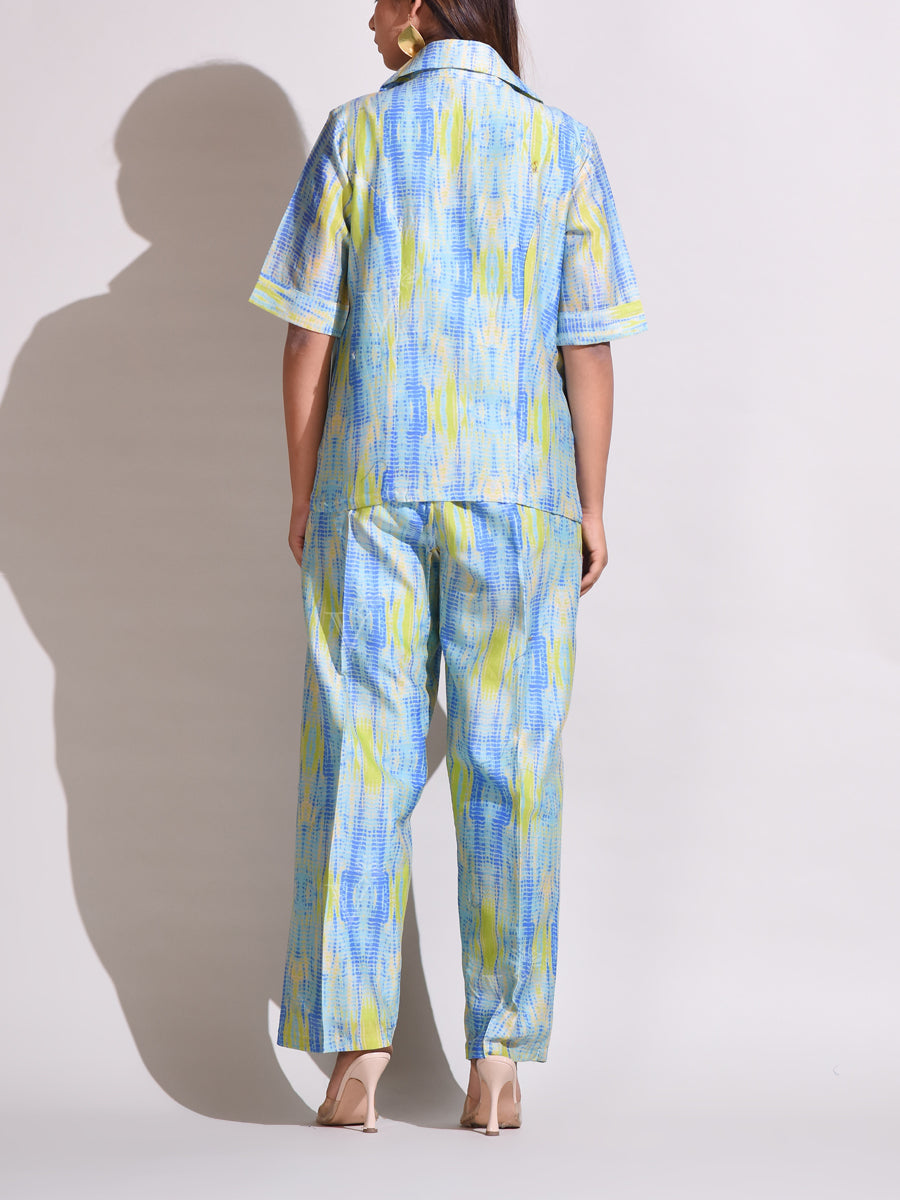 Light Blue Chanderi Silk Pant Set