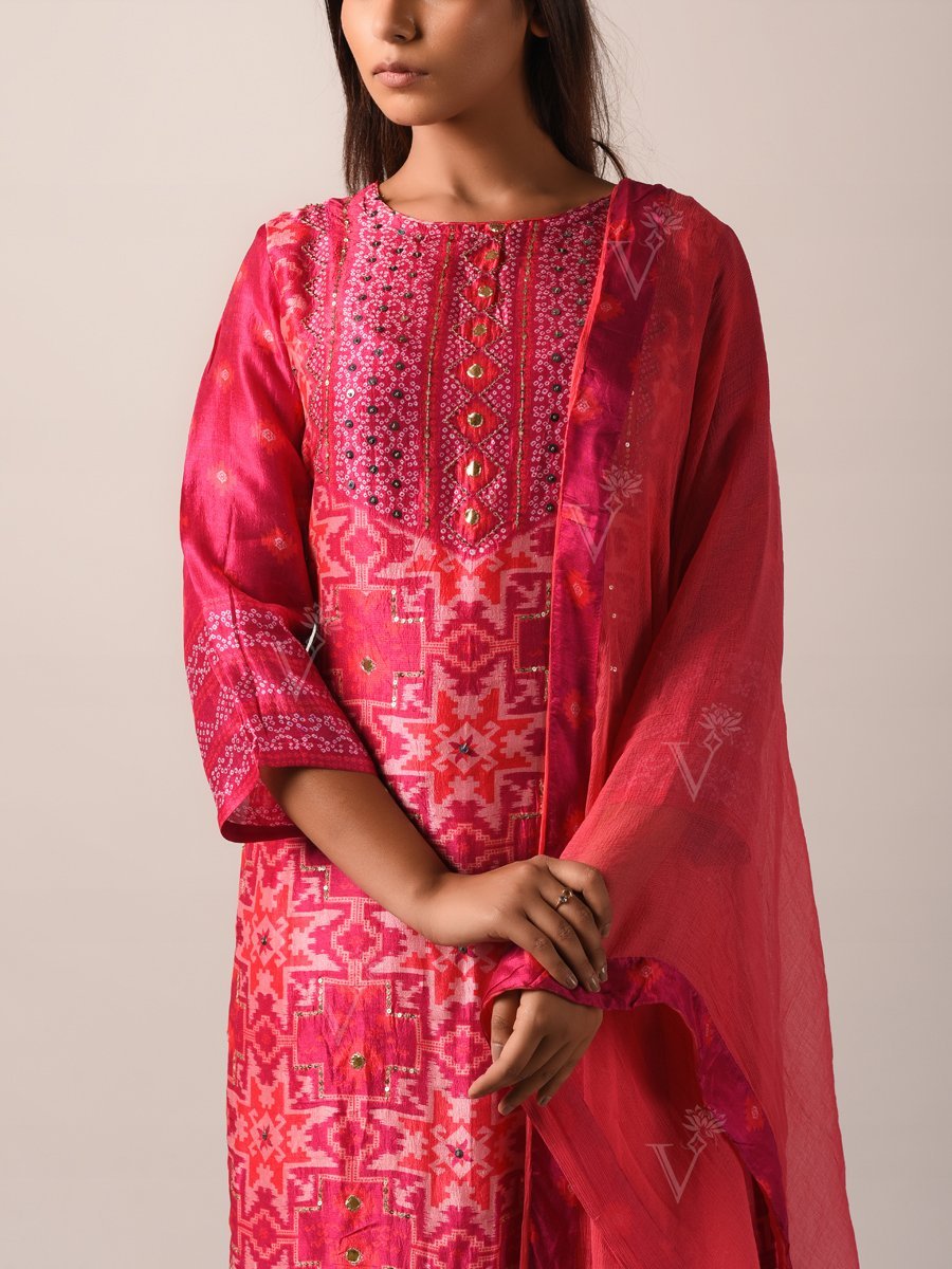 Suit set, Suits, Suit, Traditional, Traditional wear, Traditional outfit, Printed, Highlighted, Light weight, Silk, Silk suit