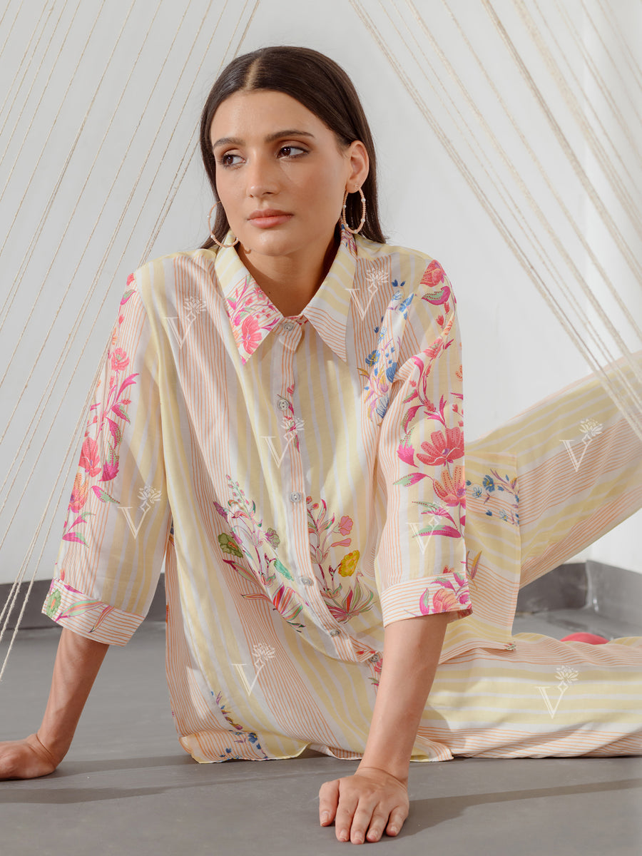 Pastel Yellow Floral Co-ord Set