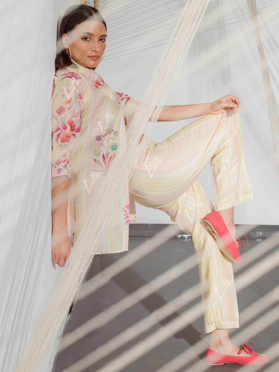 Pastel Yellow Floral Co-ord Set