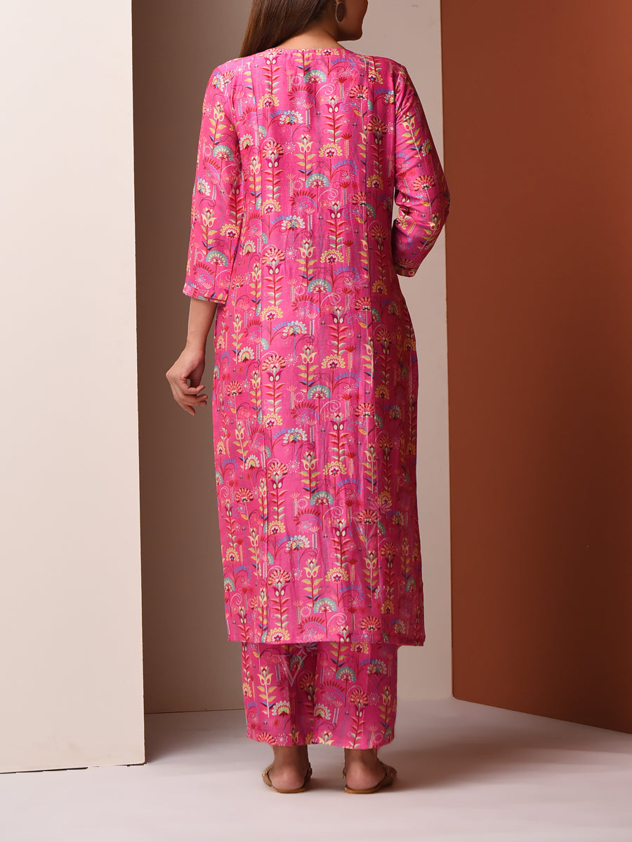 Pink Chanderi Kurta and Pant Set