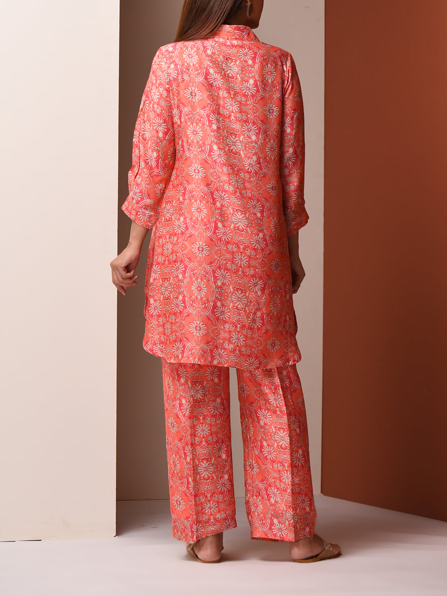 Peach Vasansi Silk Pant Set