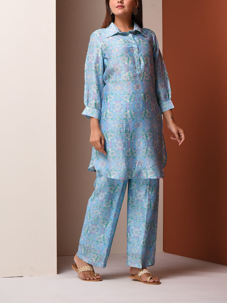 Blue Vasansi Silk Pant Set