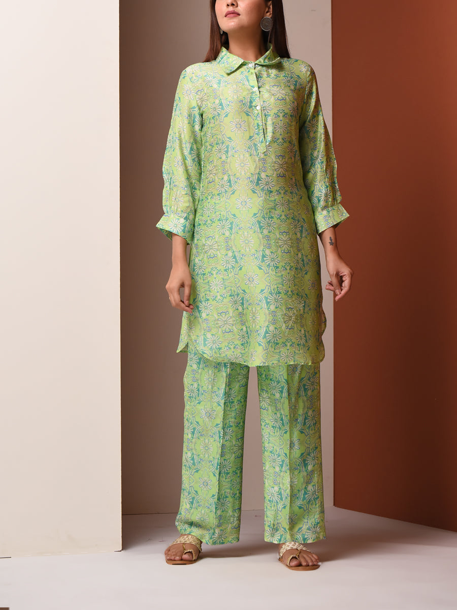 Green Vasansi Silk Pant Set