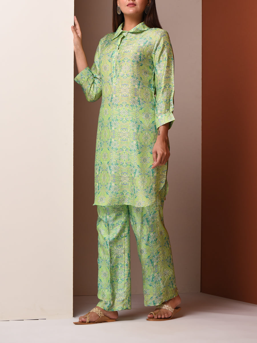 Green Vasansi Silk Pant Set