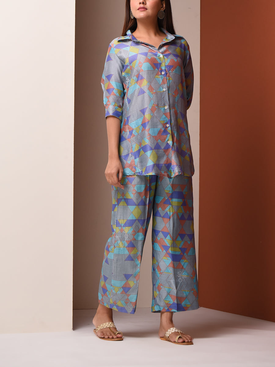 Grey Vasansi Silk Pant Set