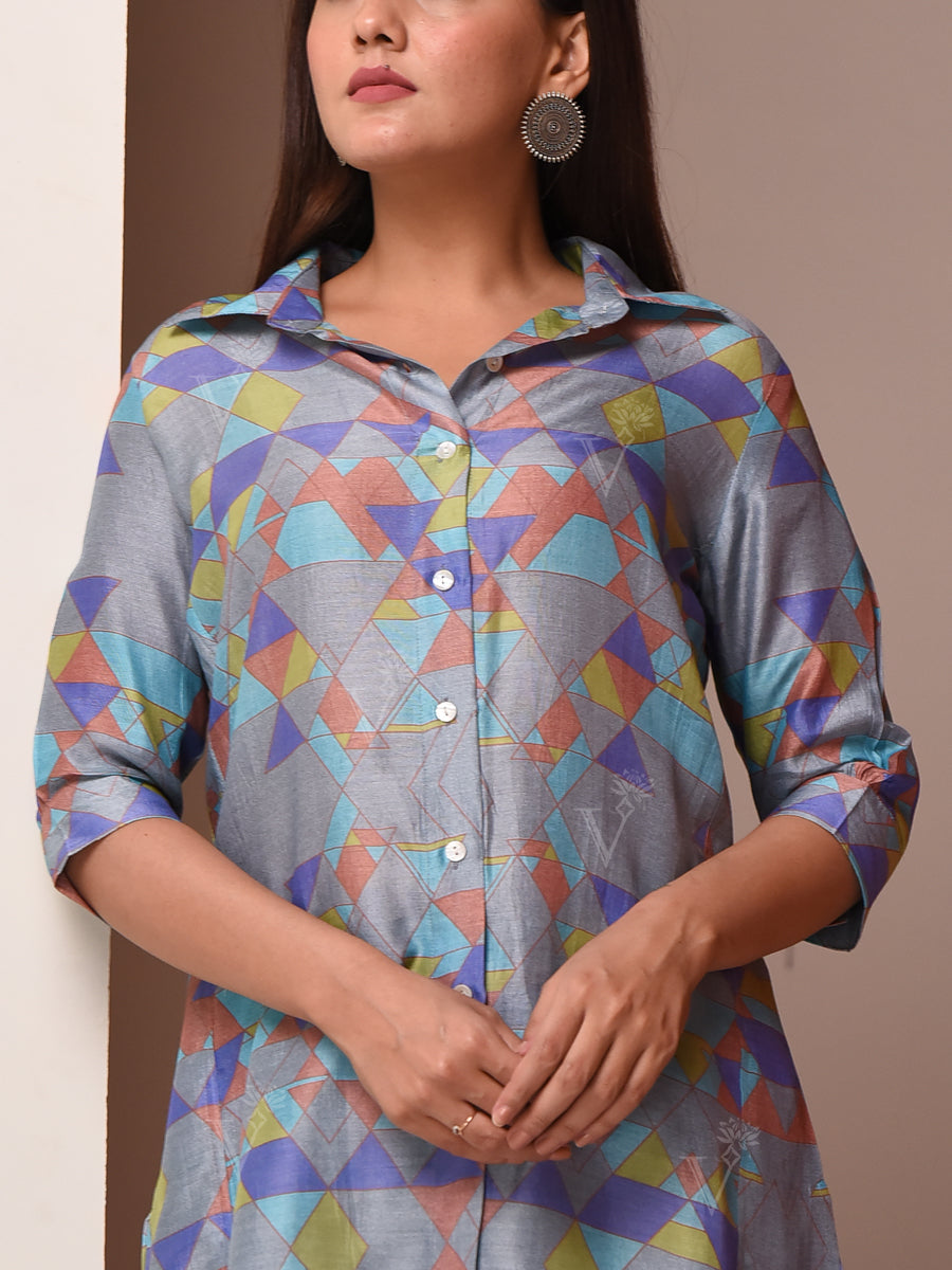 Grey Vasansi Silk Pant Set