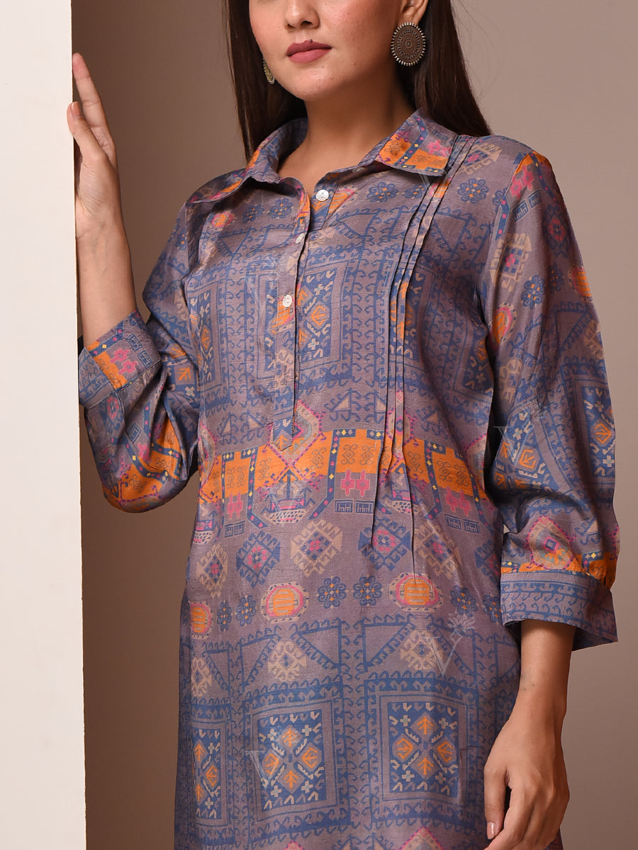 Grey Vasansi Silk Pant Set