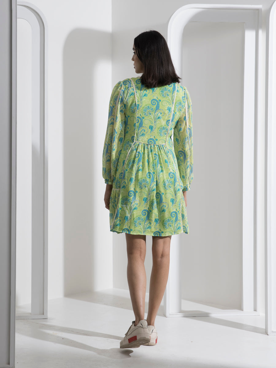 Abstract Print Knee Length Dress