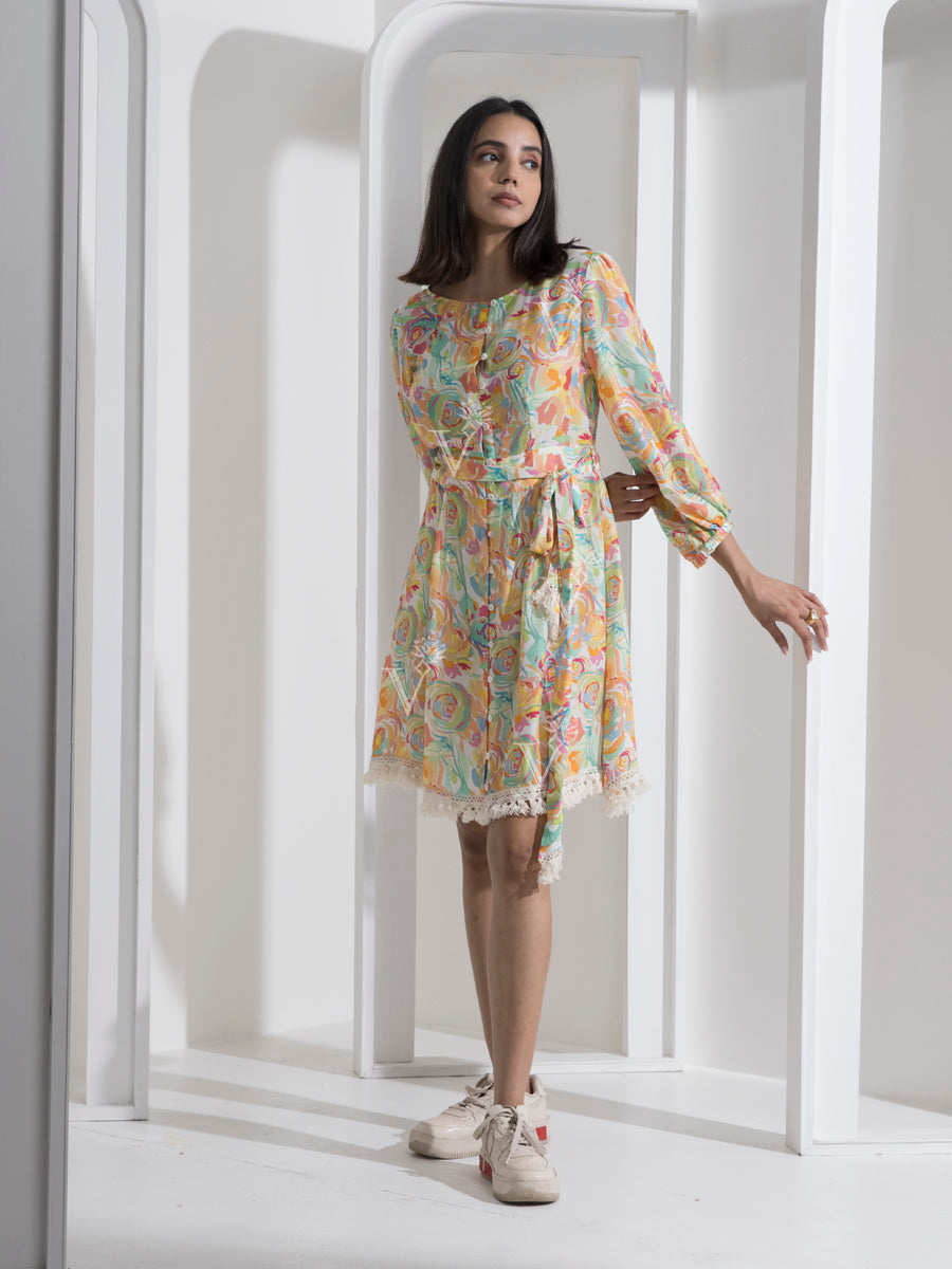 Multi Color Knee Length Dress