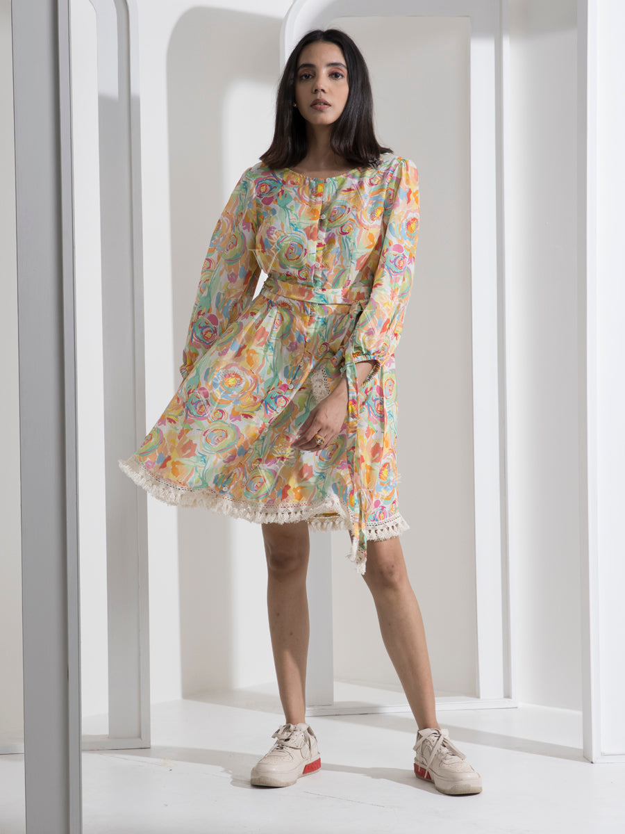 Multi Color Knee Length Dress