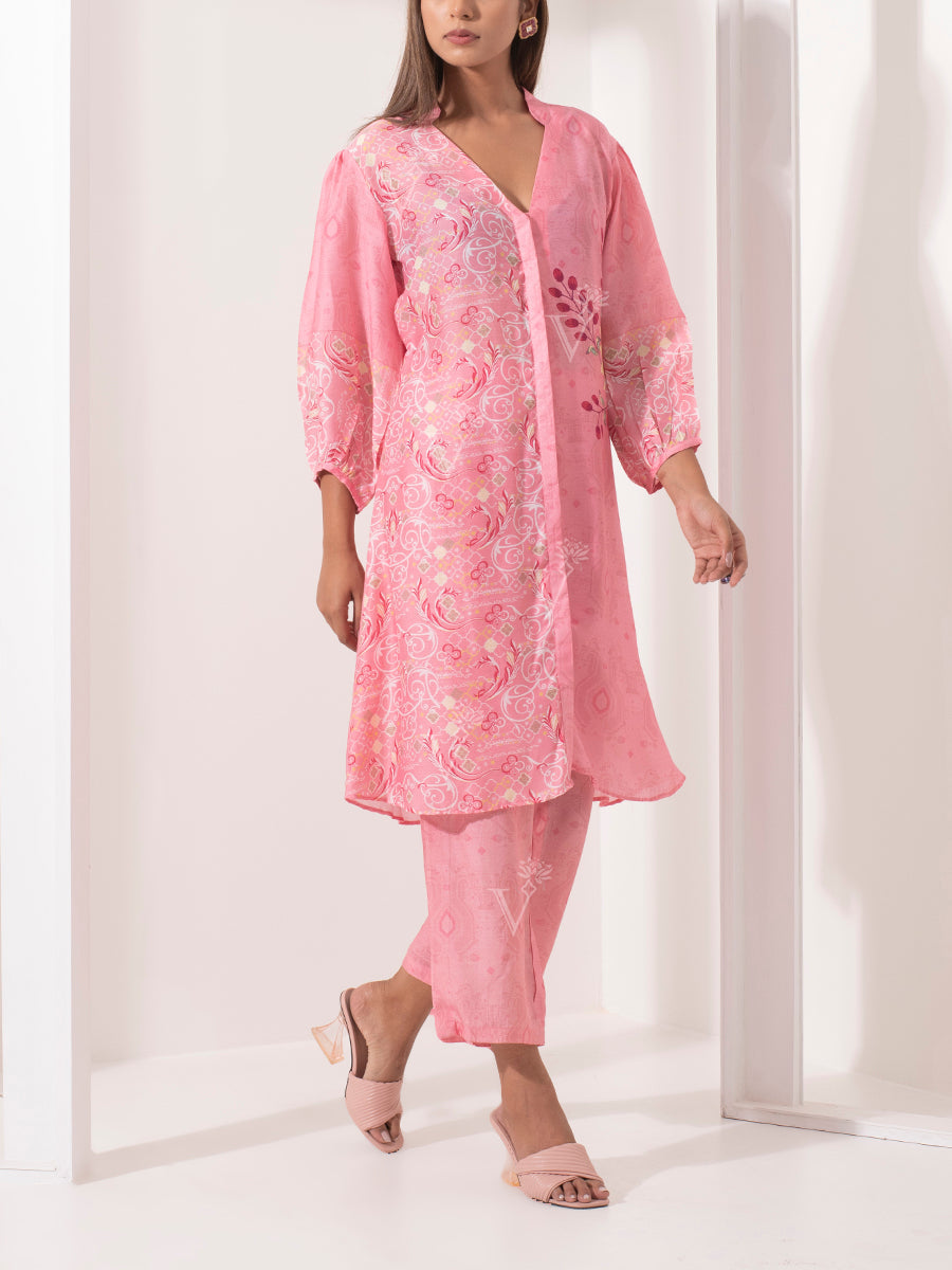 Rose Pink Silk Pant Set
