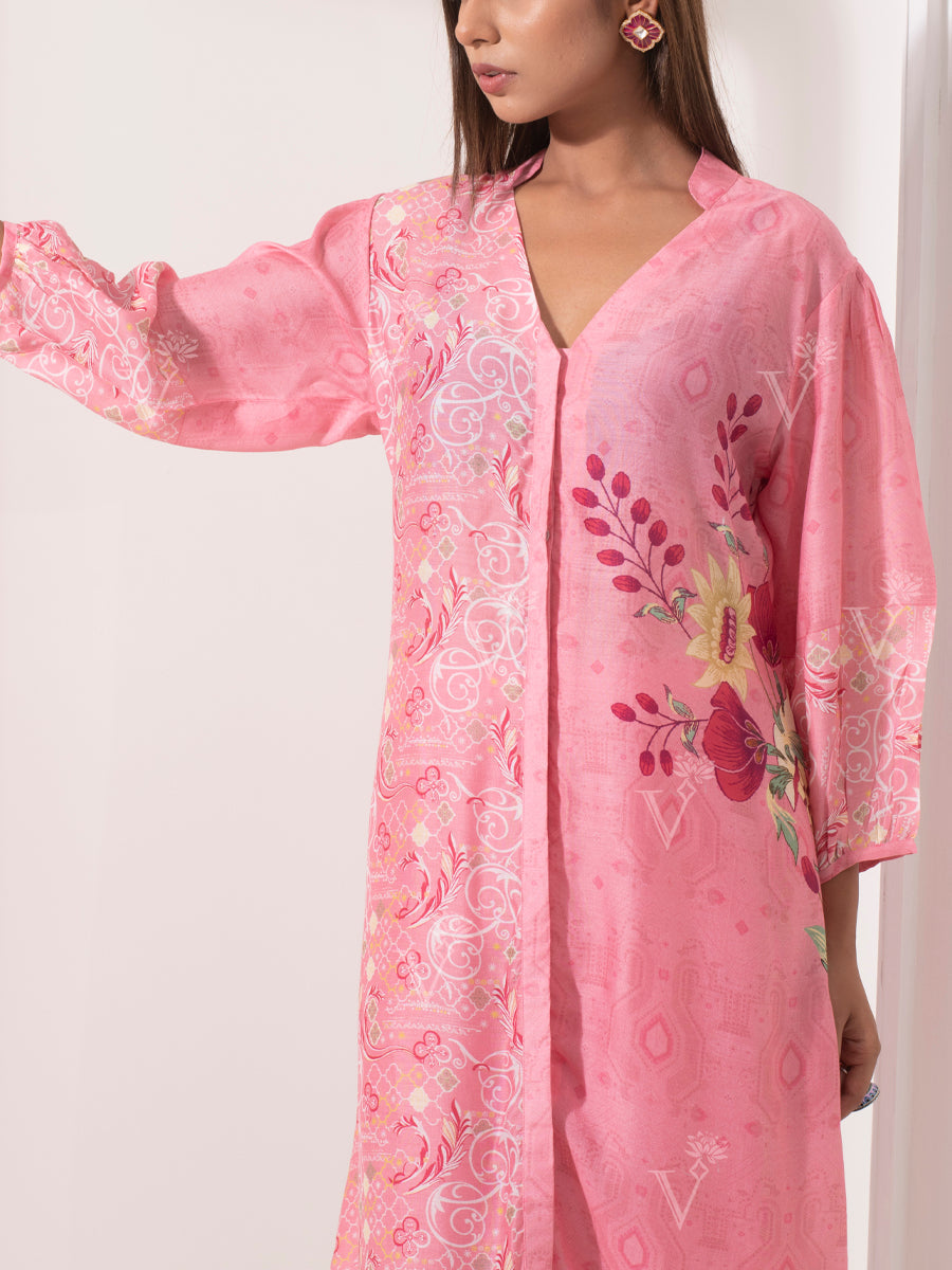 Rose Pink Silk Pant Set