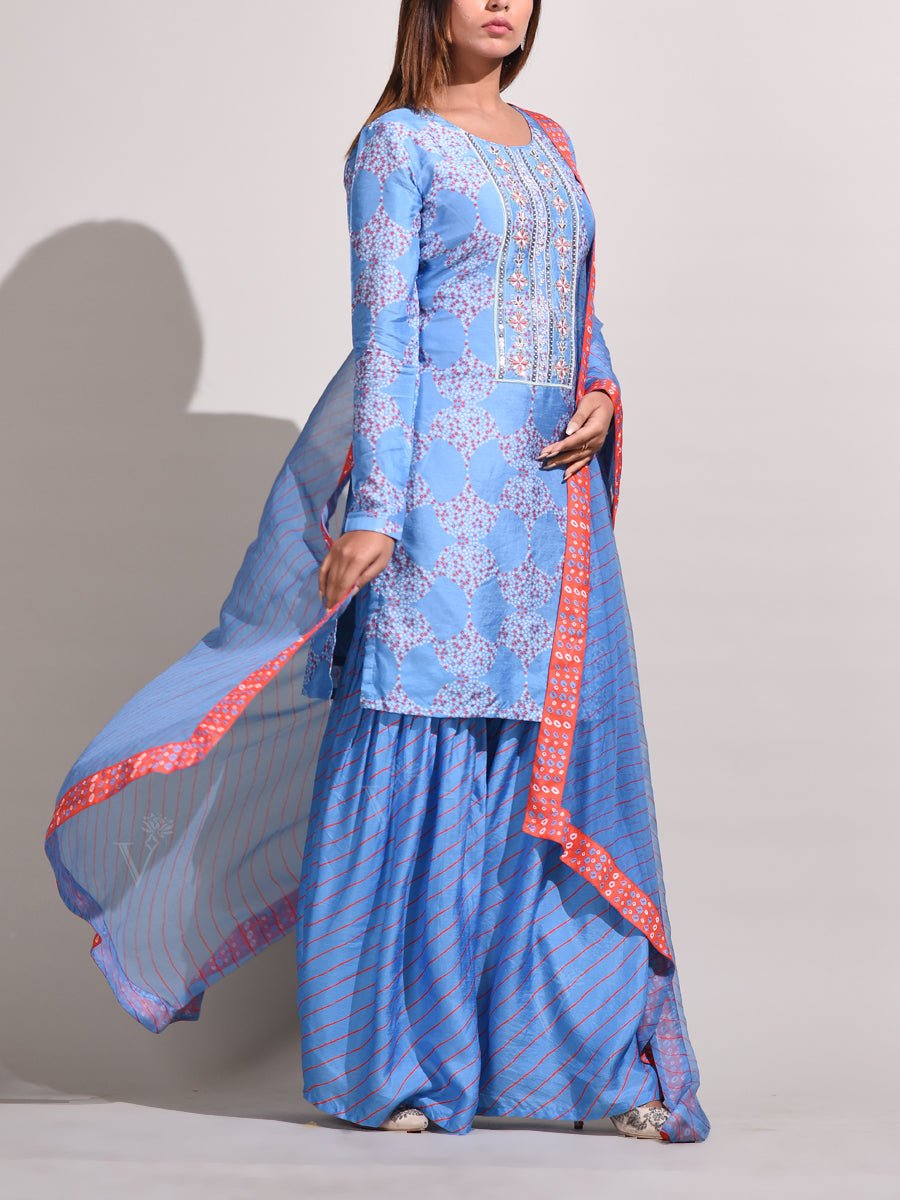 Light Blue Bemberg Salwar Suit