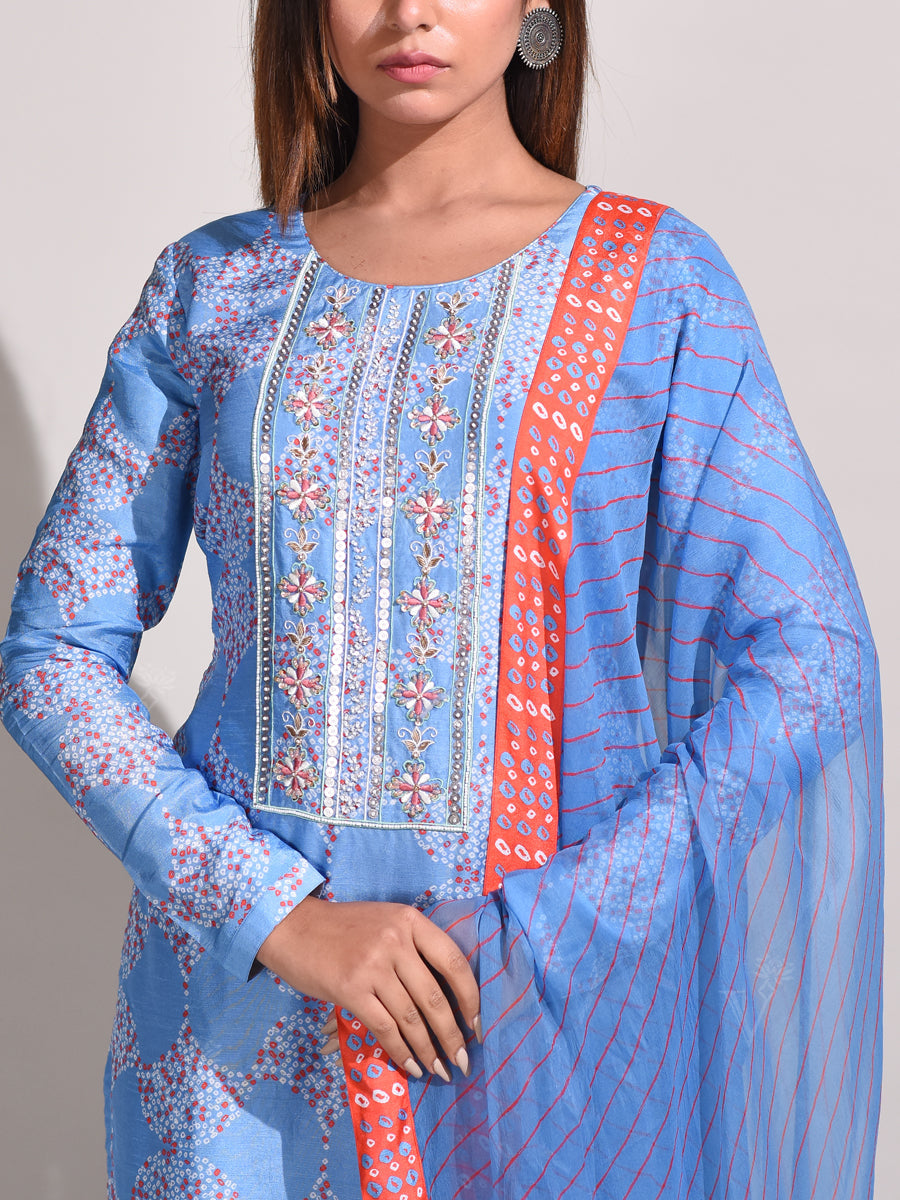 Light Blue Bemberg Salwar Suit