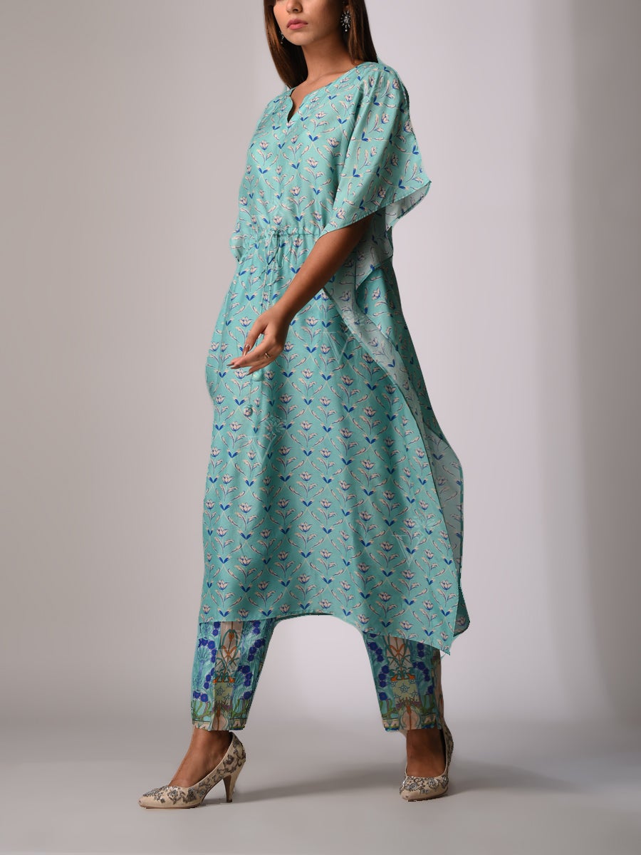 Aqua Blue Bemberg - Silk Kaftan Set