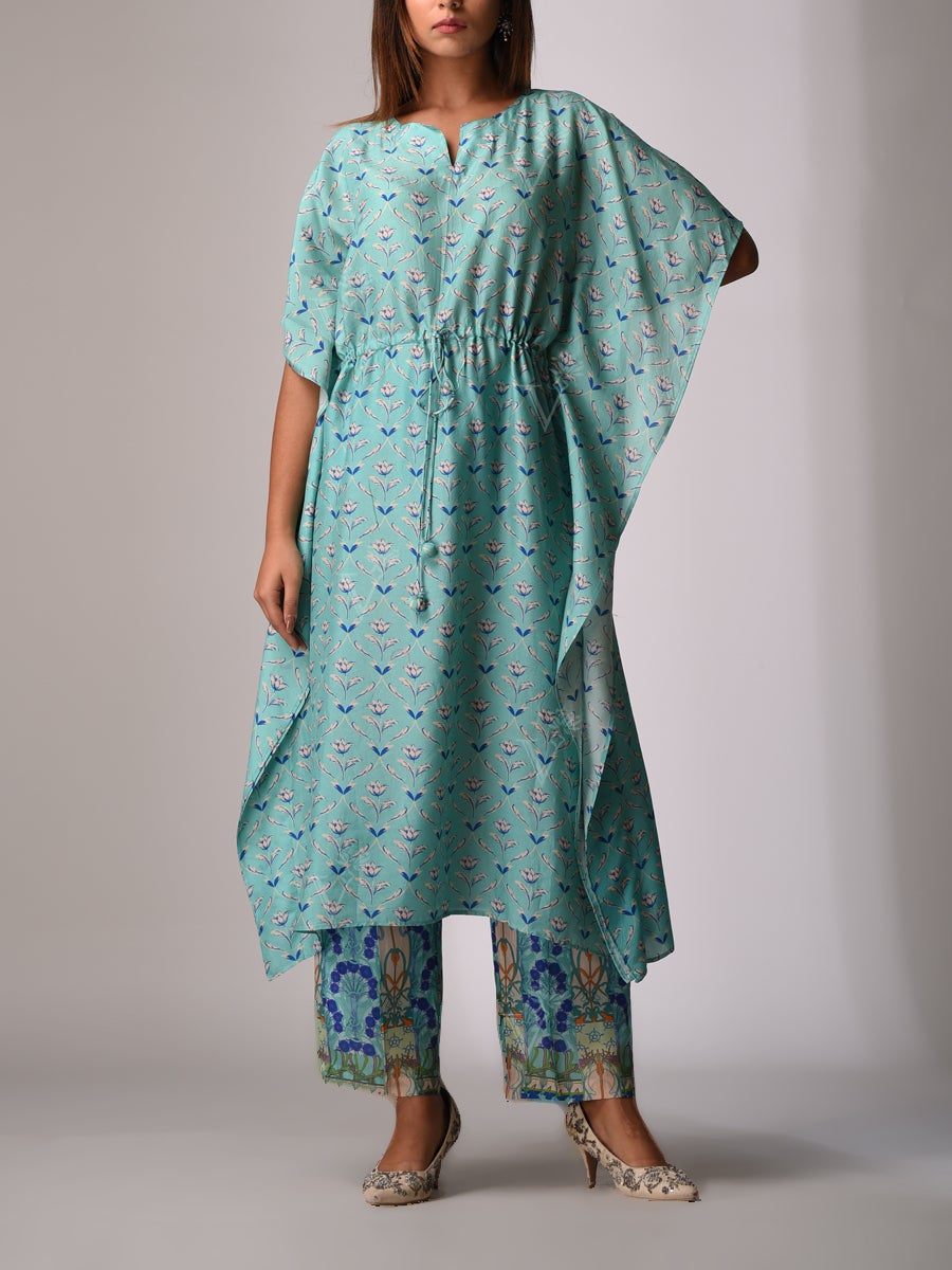 Aqua Blue Bemberg - Silk Kaftan Set