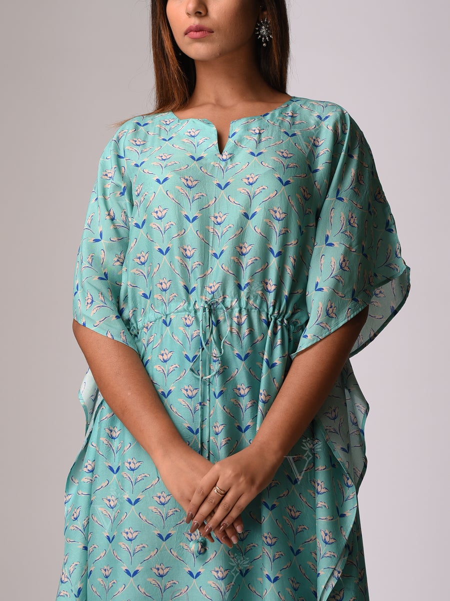 Aqua Blue Bemberg - Silk Kaftan Set