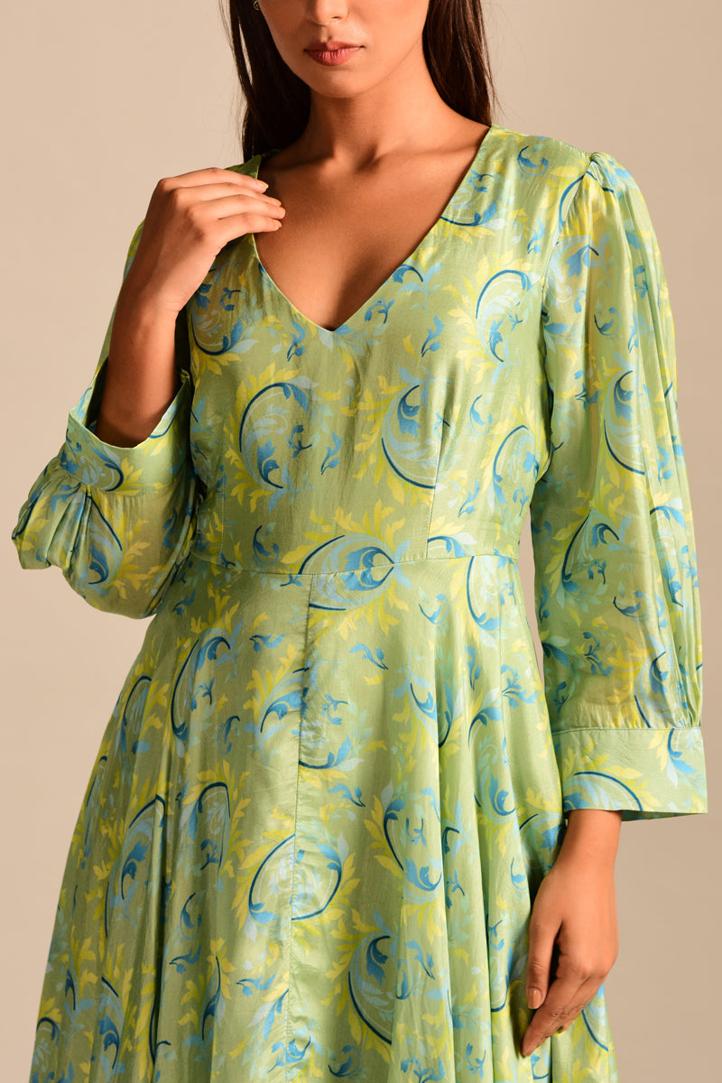 Pastel Green Printed Dress