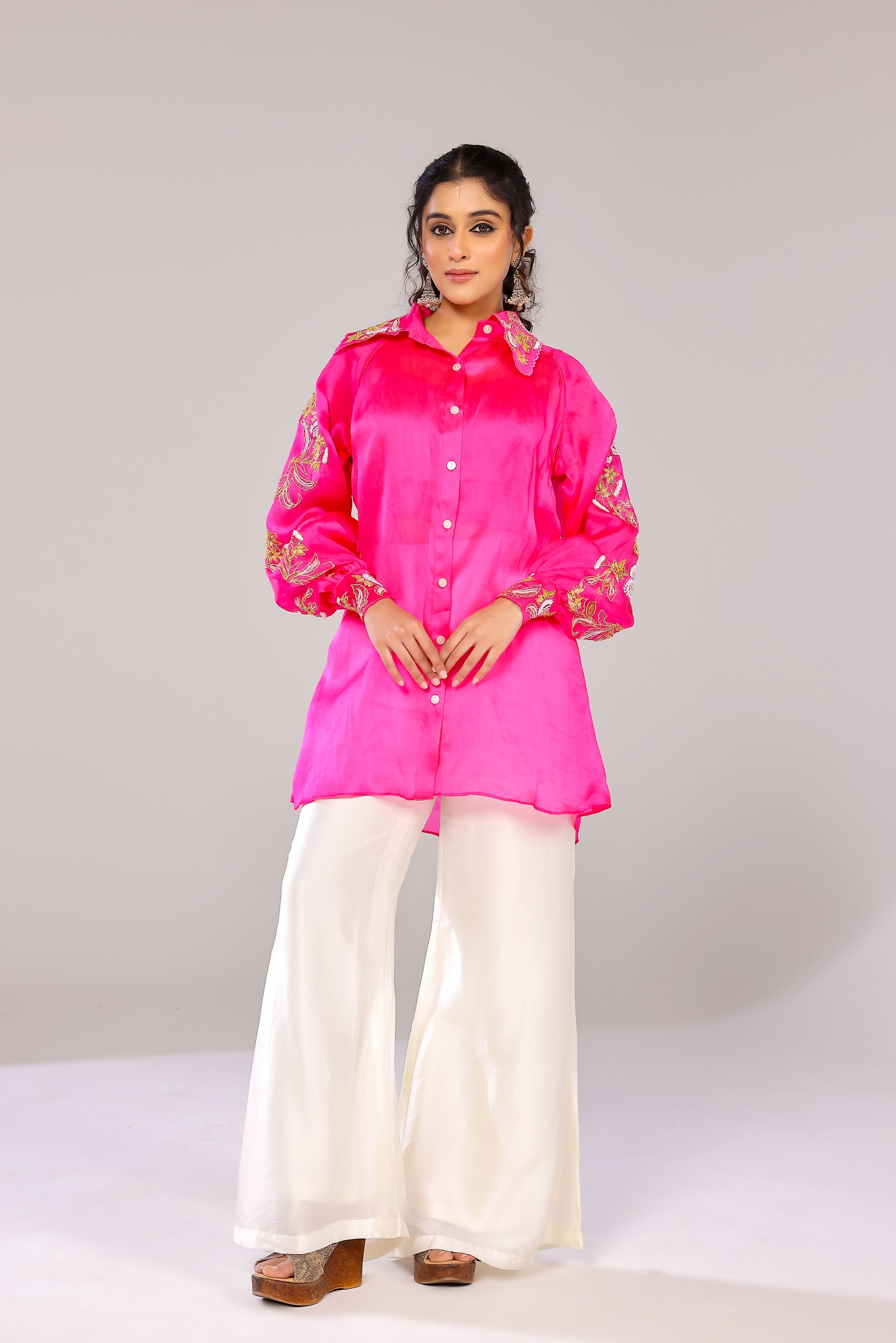 Pink organza top and pants