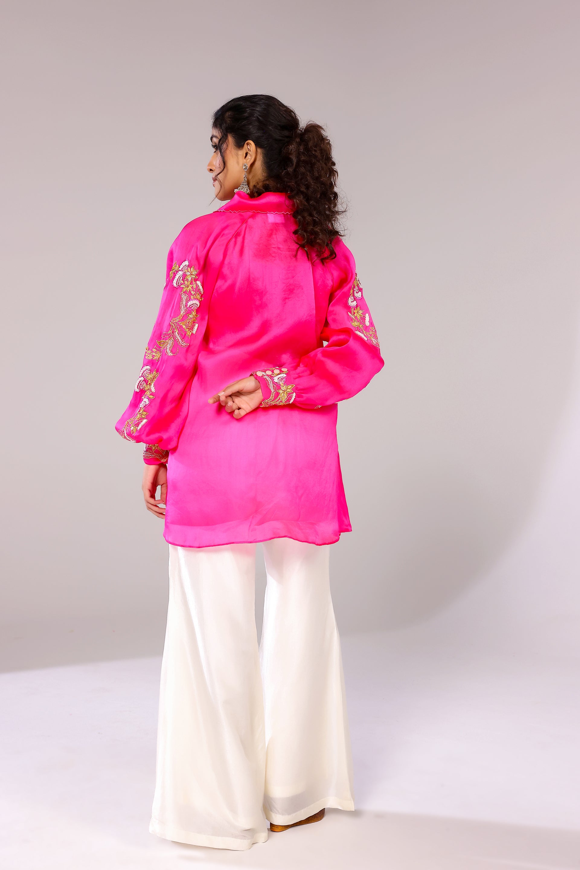 Pink organza top and pants
