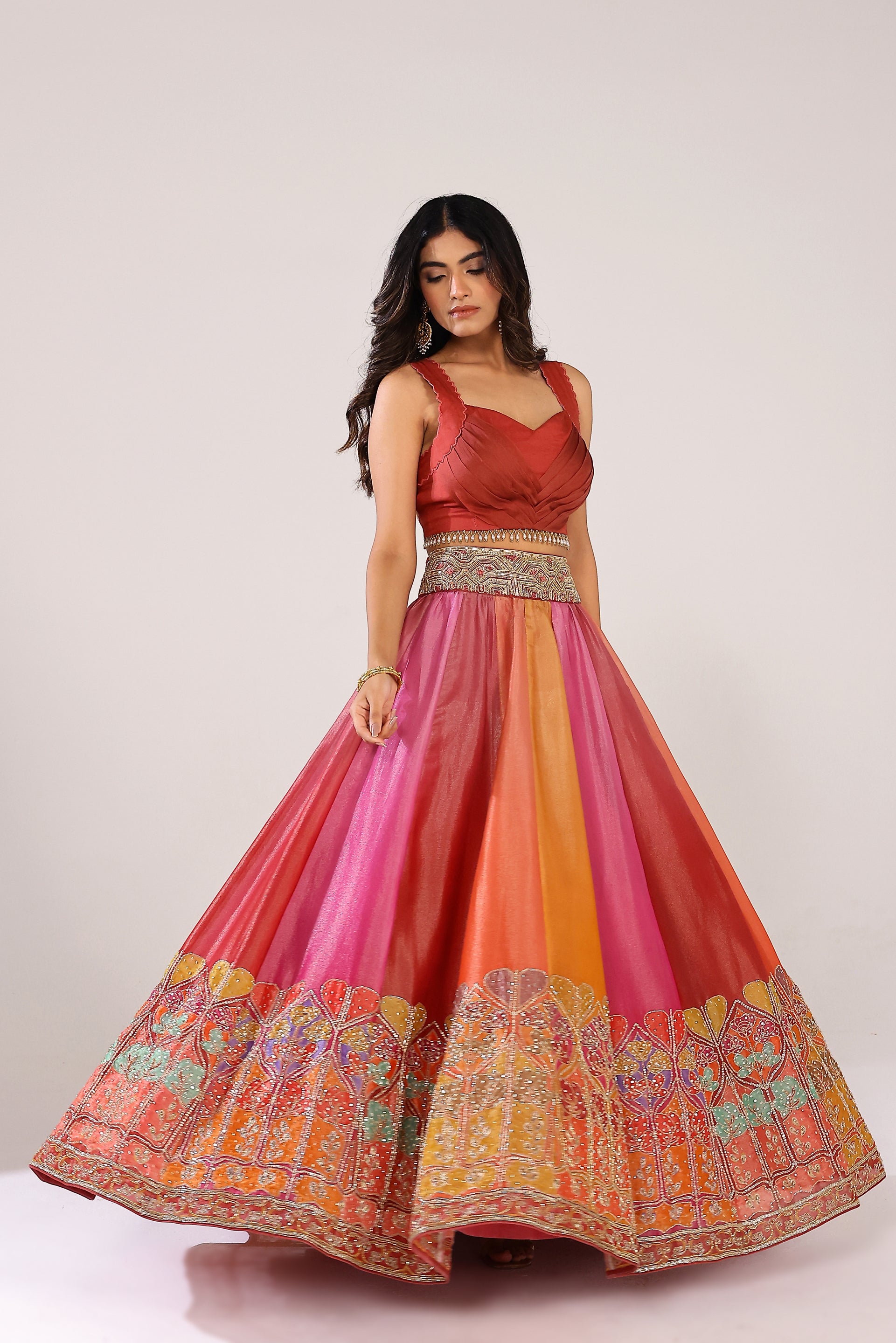 Ombré lehenga with heavy jacket