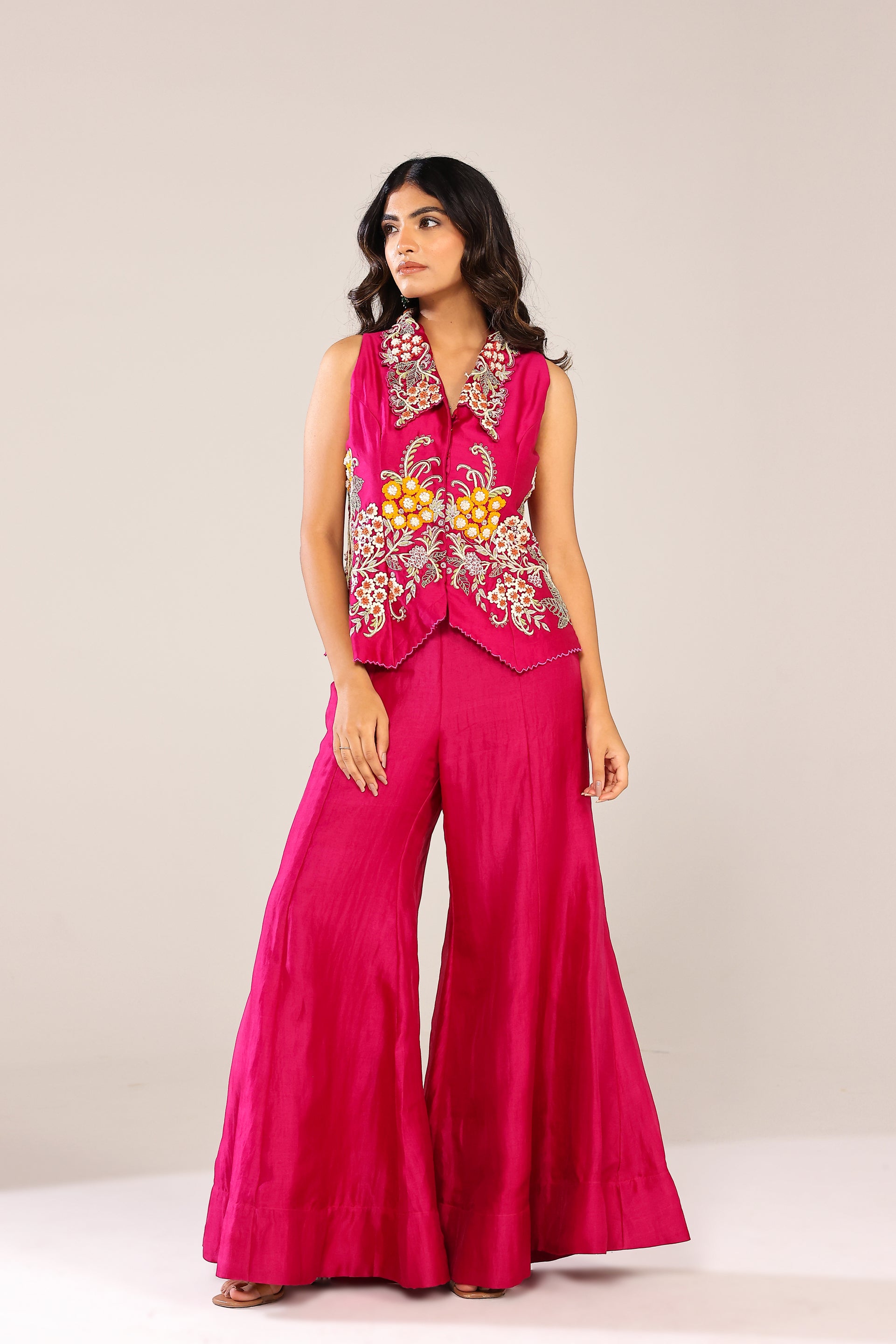 Magenta waist coat and pants