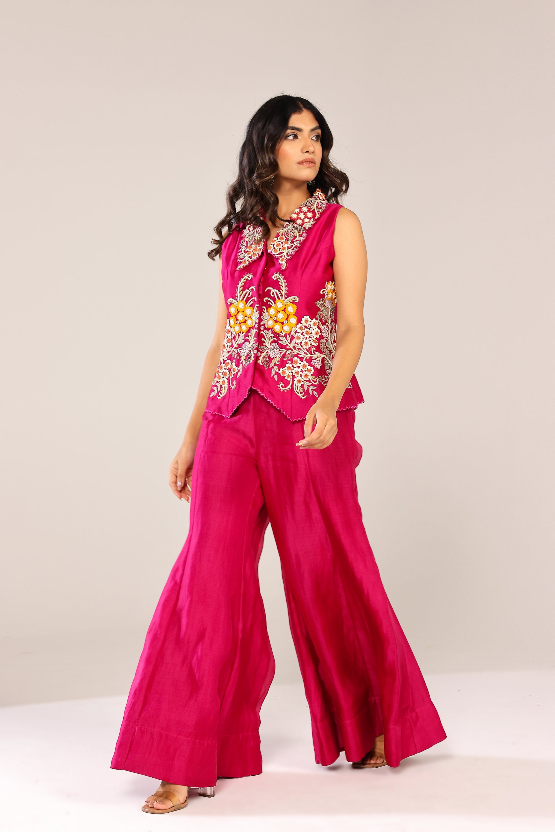 Magenta waist coat and pants
