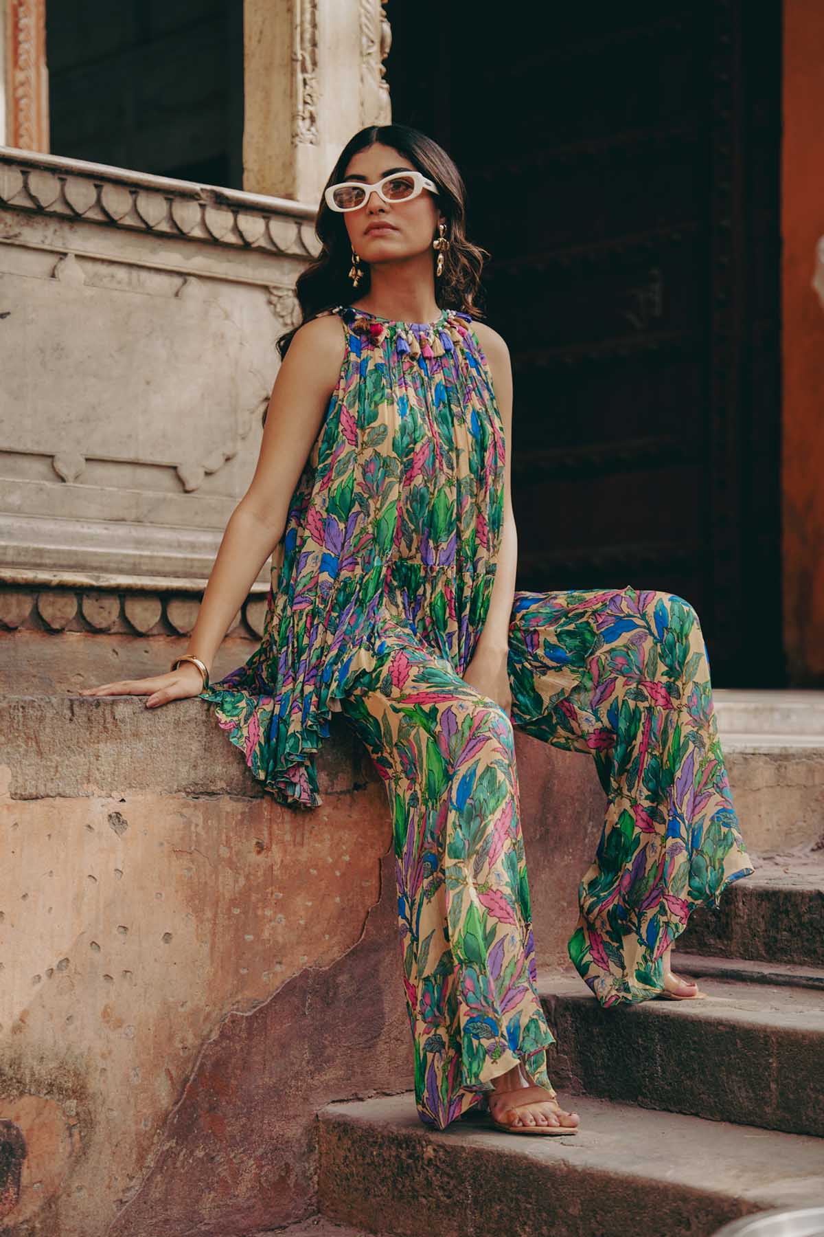 Chiffon printed fusion wear