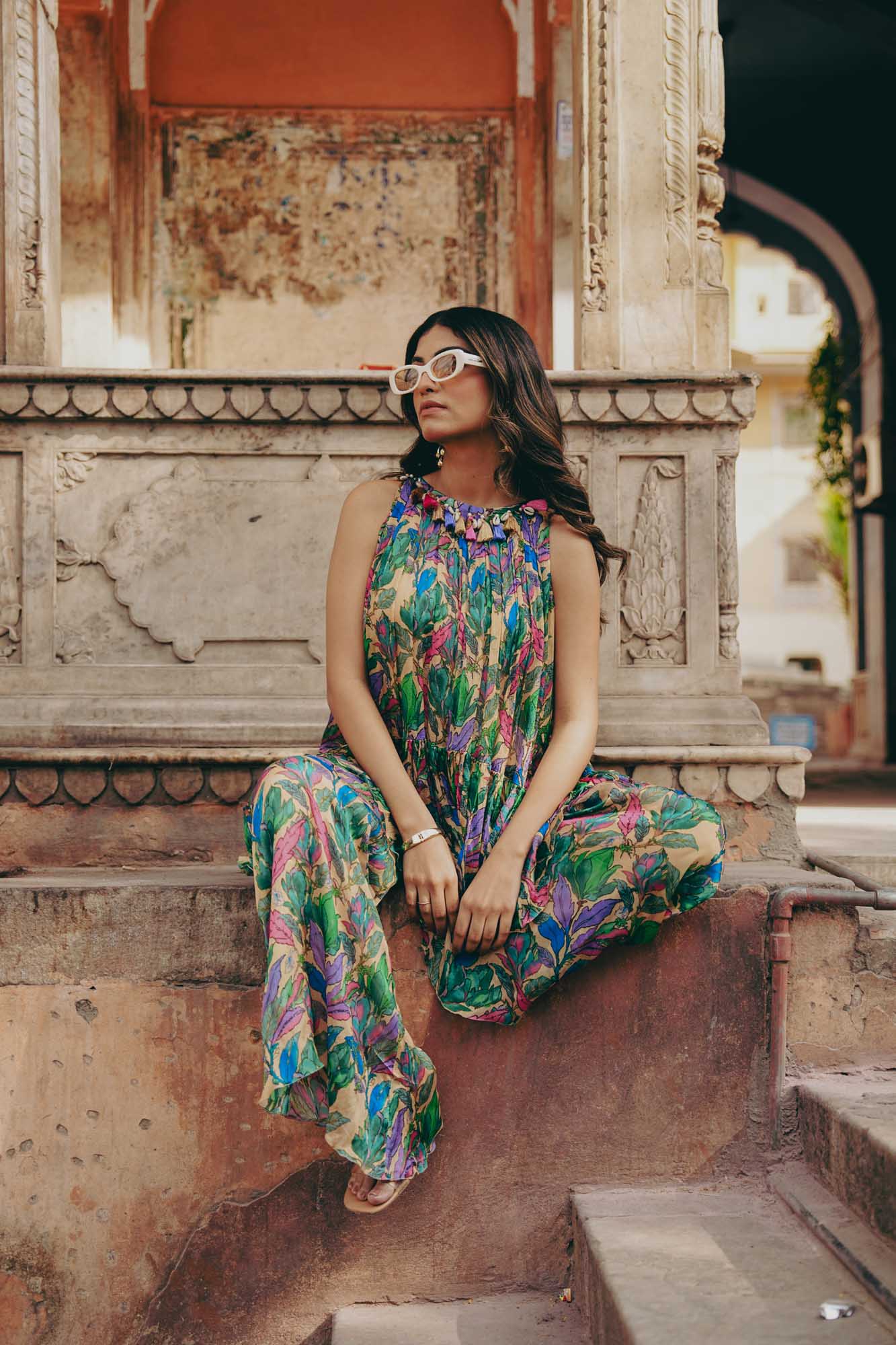 Chiffon printed fusion wear