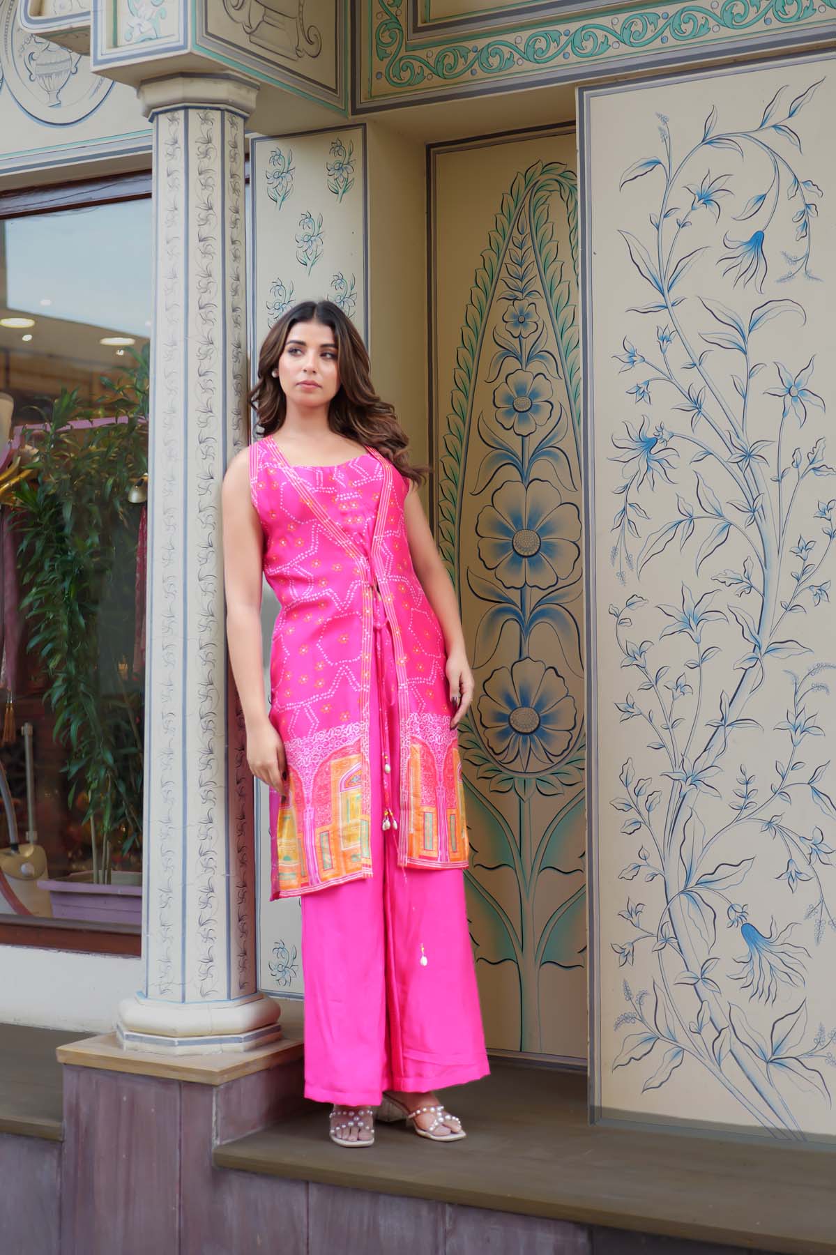 Fuchsia Pink Jharoka Co-ord set