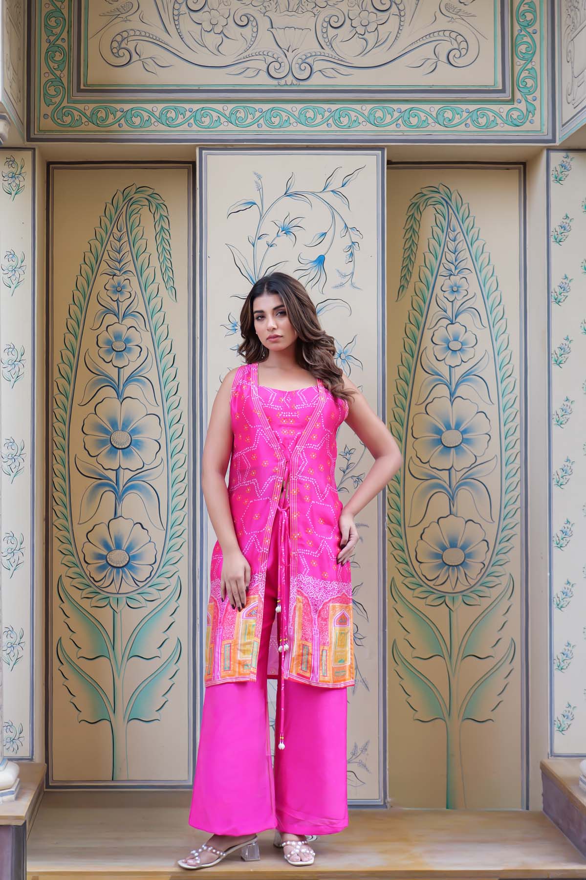 Fuchsia Pink Jharoka Co-ord set