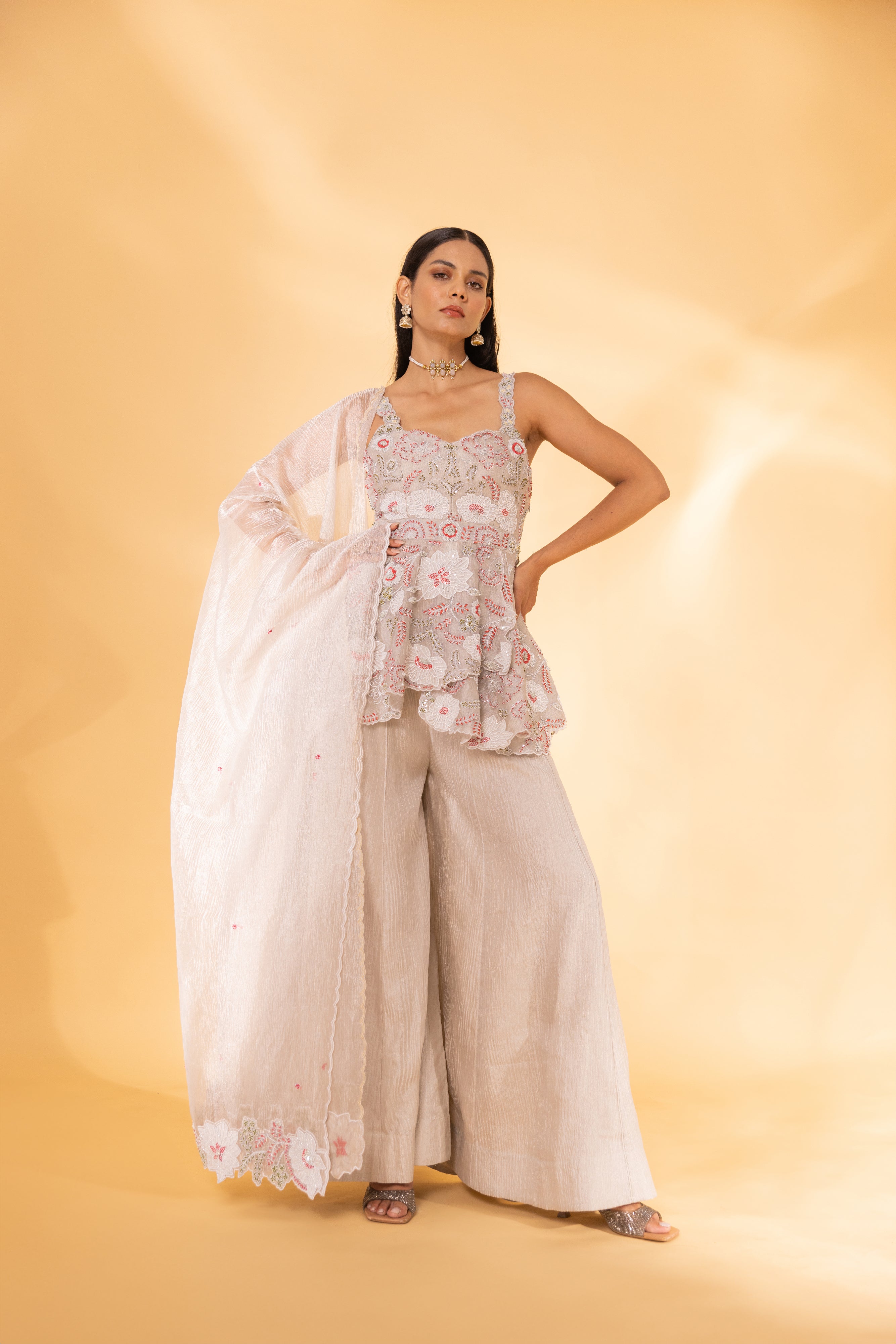 Shimmer peplum set