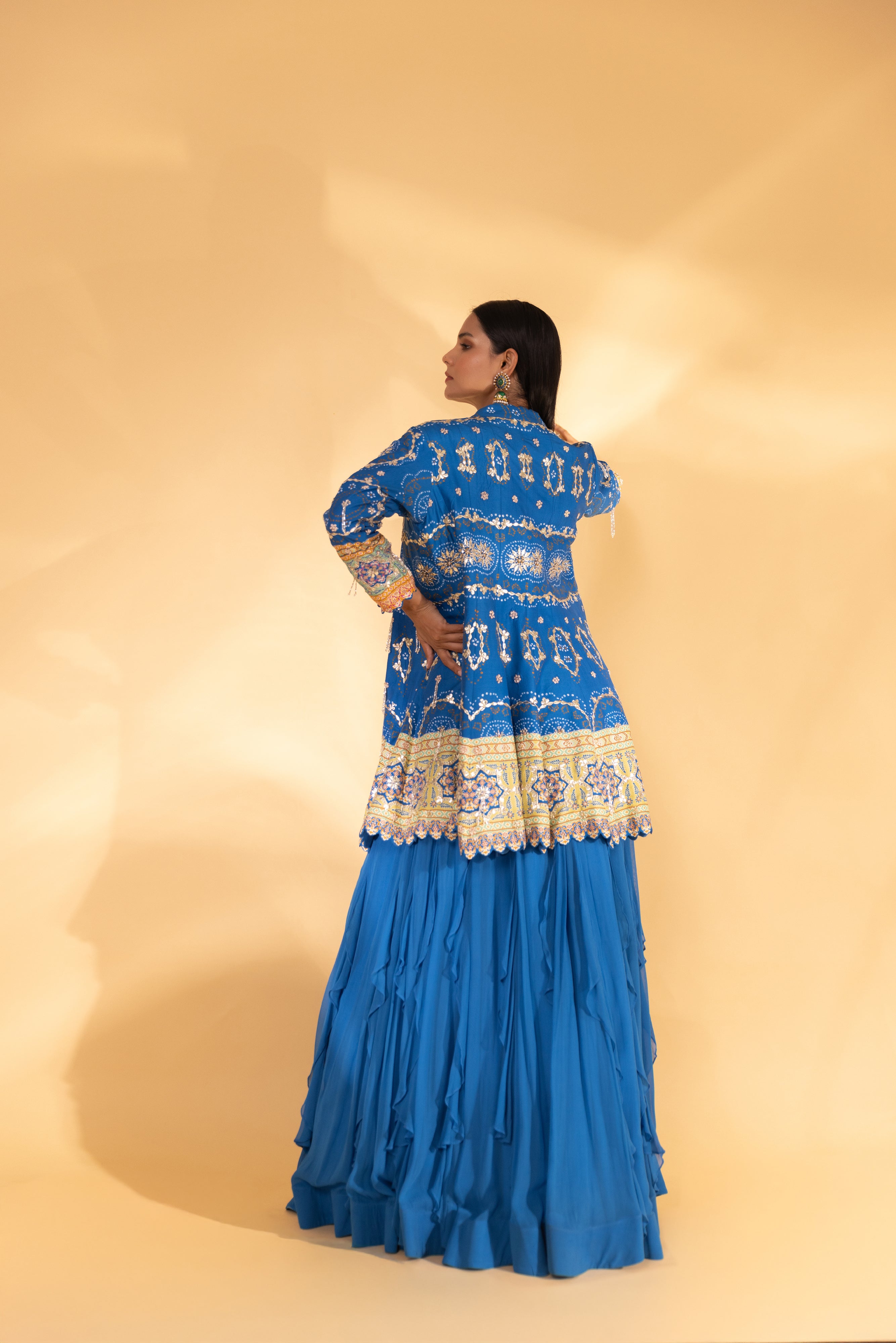 Blue skirt and peplum