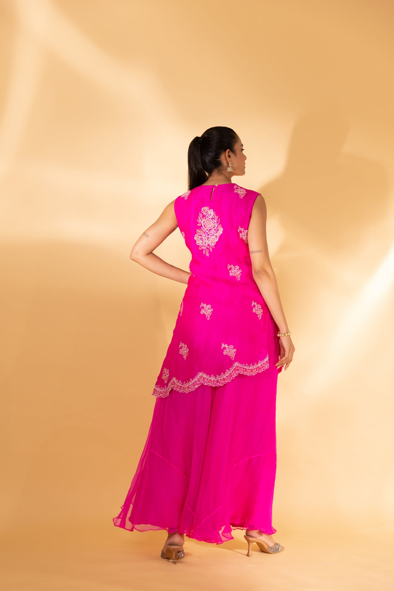 Heavy pink kurta and sharara