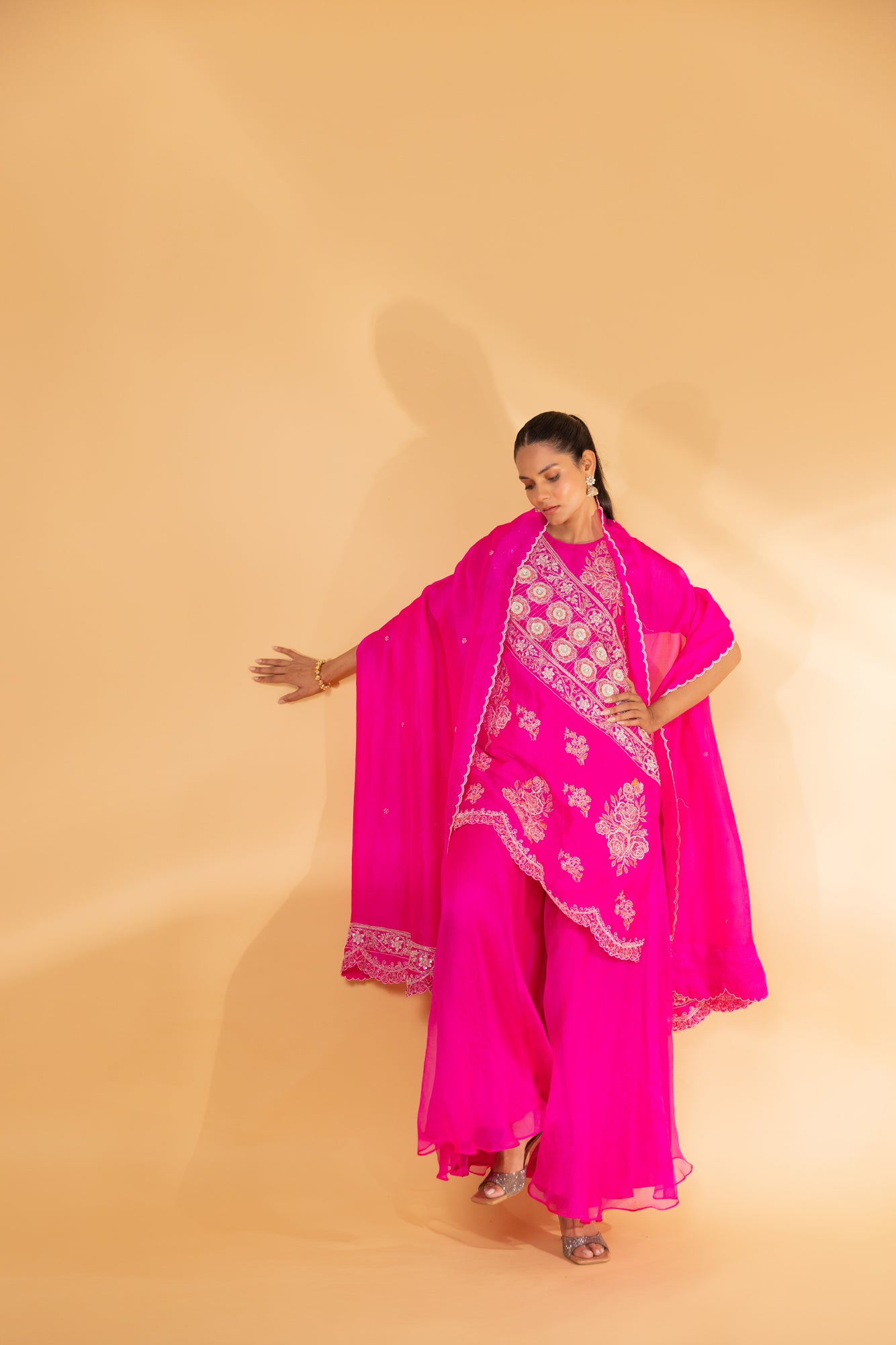 Heavy pink kurta and sharara